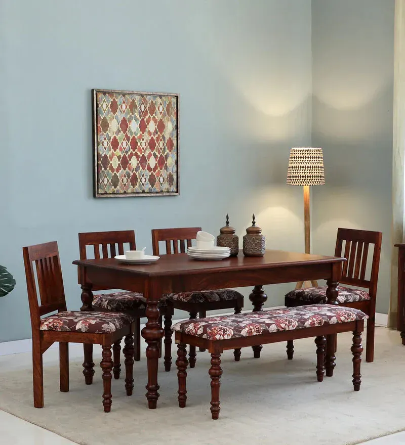 Anika Sheesham Wood 6 Seater Dining Set In Honey Oak Finish With Bench.jpg1.webp